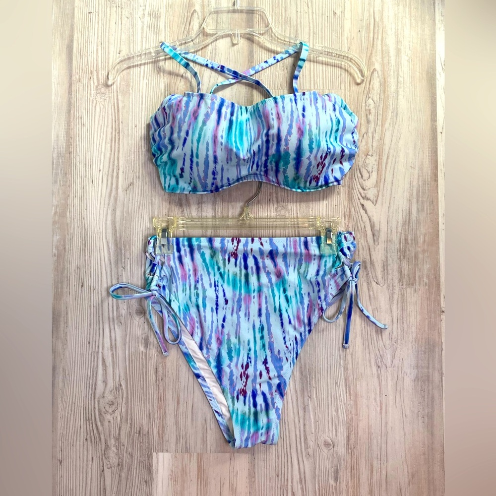Shade and Shore Bikini Sz L/36D Retro Boho Tie Dye Resortwear Pool Beach